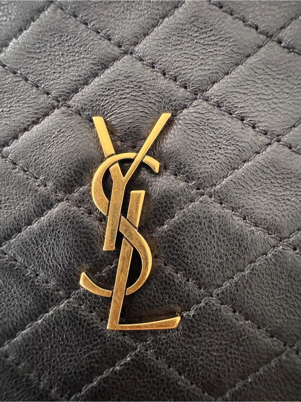 Saint Laurent YSL Gaby Zipped Pouch Crossbody Bag in Black Quilted Lambskin